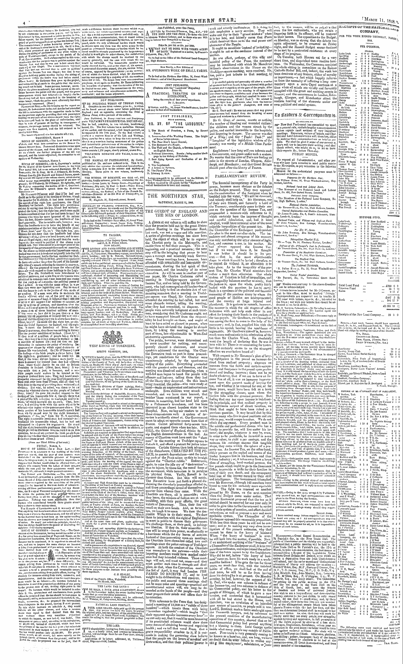 Northern Star (1837-1852): jS F Y, 2nd edition - The Northern Star, Satcrday, March 11, 1848.