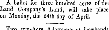 A ballot for three hundred acres of the ...