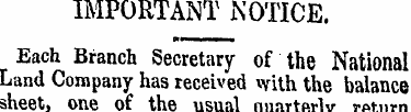 IMPORTANT NOTICE. Each Branch Secretary ...