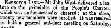 Easington Lane.—Mr John West delivered a...