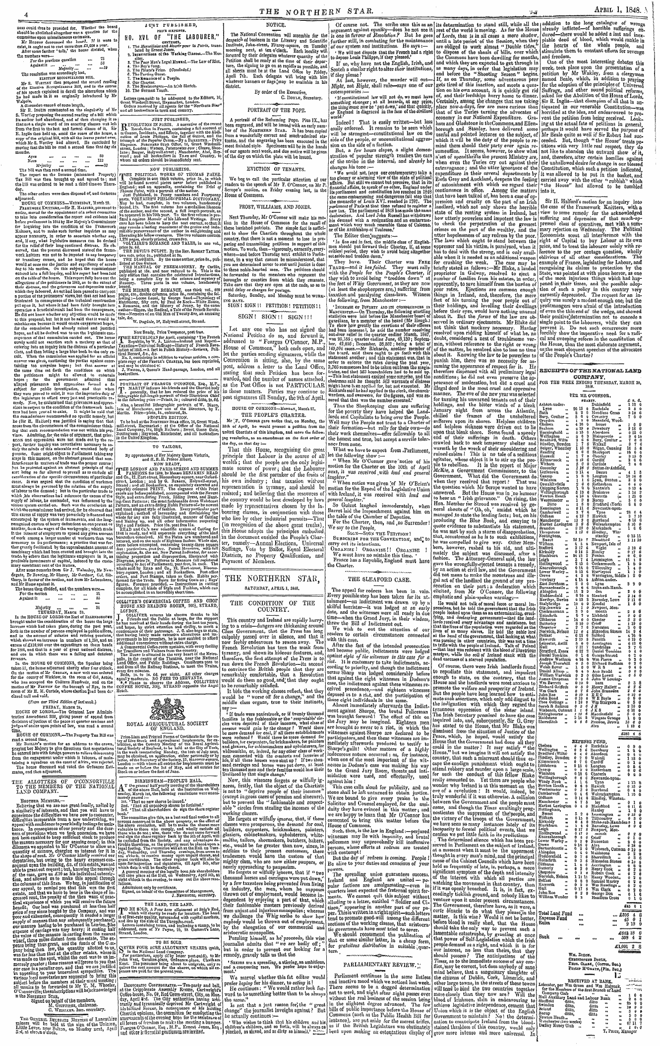 Northern Star (1837-1852): jS F Y, 2nd edition - A The Northern Star. ¦** April 1, 1848.