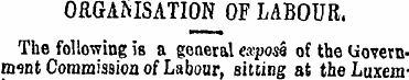 ORGANISATION OF LABOUR. The following is...