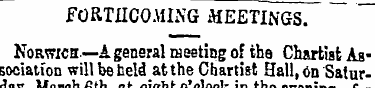 FORTHCOMING MEETINGS. Norwich—A general ...