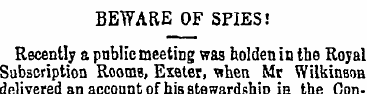 BEWARE OF SPIES! Recently a public meeti...