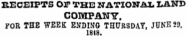 RECEIPTS OF THE NATIONAL LAND COMPANY . ...