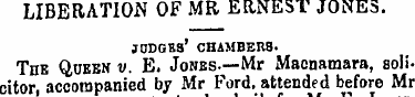 LIBERATION OF MR ERNEST JONES. JODGBS' C...