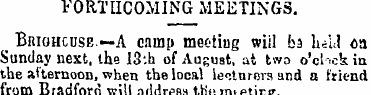 FORTHCOMING MEETINGS. Briohcusg.—A camp ...