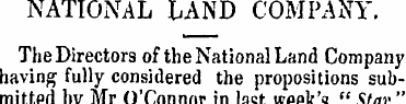 NATIONAL LAND COMPANY. The Directors of ...
