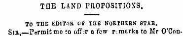 TUB LAND PROPOSITION'S. TO THE EDITOR OF...