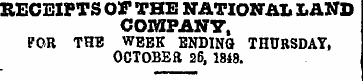 RECEIPTS OF THE NATIONAL LAND COMPANY, F...