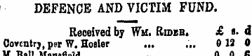 f DEFENCE AND VICTIM FUND. Received by W...