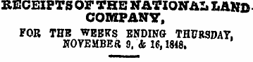 RECEIPTS OF THE NATIONAL LAND COMPANY, F...