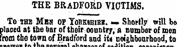 THE BRADFORD VICTIMS. To ibe Men of York...
