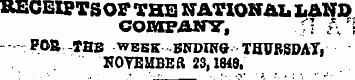RECEIPTSOF THB NATIONAL LAND COMPANY, ;;...