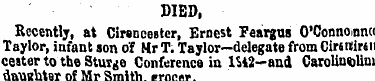 DIED, Recently, at Cirencester, Ernest F...