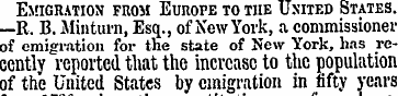 Emigration from Europe to the United Sta...