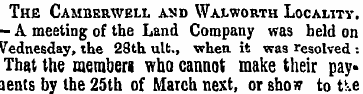 The Camberwell asd Walworth Locality. — ...