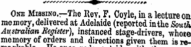 One Missing.—The Rev. F. Coyle, in a lec...