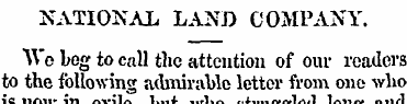 NATIONAL LAND COMPANY. "We beg to call t...