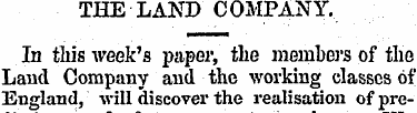 THE LAND COMPANY. In this week's paper, ...