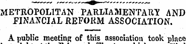 METROPOLITAN PARLIAMENTARY AND FINANCIAL...