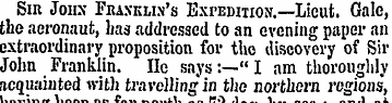 Sir John Franklin's Expedition.—Lieut. G...