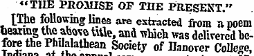 "TILE PBOMISE OF THE PRESENT." TThe foll...
