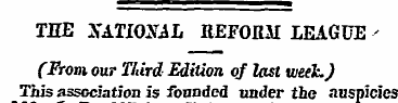 TEE NATIONAL REFORM LEAGUE ' (From, our ...