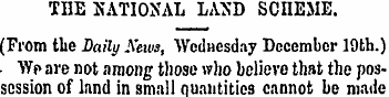 THE NATIONAL LAND SCHEME. (From the Dail...