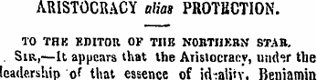 ARISTOCRACY alias PROTECTION. TO THK F-n...