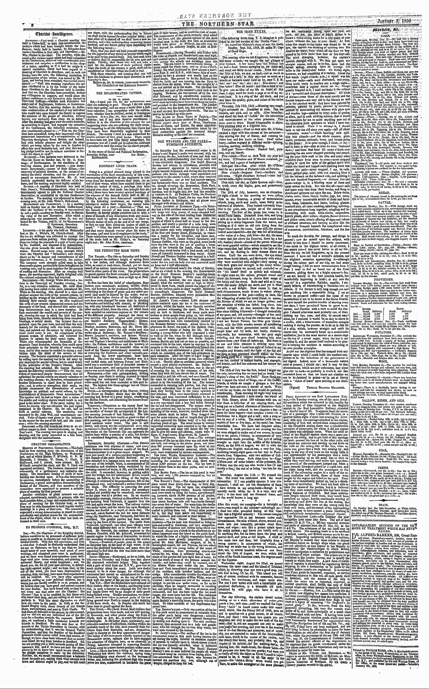 Northern Star (1837-1852): jS F Y, 2nd edition - The Predicted High Tides. The Thames.—Th...