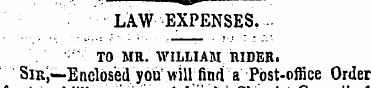 _ - , —— -p : LAW EXPENSES. : " TO MR. W...