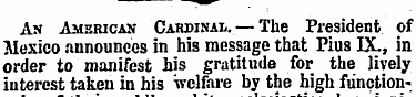 An American Cardinal. — The President of...