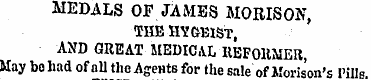 MEDALS OF JAMES MORISON, THE HVGBIST , A...