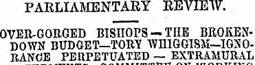 PARLIAMENTARY REVIEW. OVER-GORGED BISHOP...