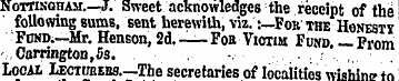 Nottingham.—J. Sweet acknowledges the re...