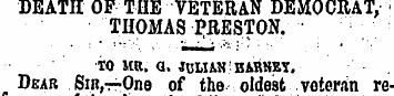 DEATH OF THE VETERAN BEMOCRAT, • THOMAS ...