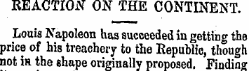 REACTION ON THE CONTINENT. Louis Napoleo...