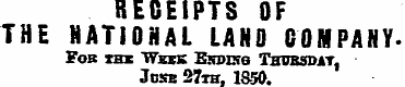 RECEIPTS OF THE NATIONAL LAND COMPANY. F...
