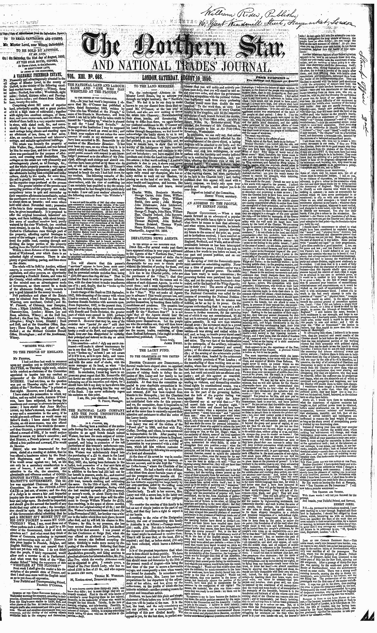 Northern Star (1837-1852): jS F Y, 2nd edition - To/ To Bmmiii (Temwts Ajrd : «Xi4a^