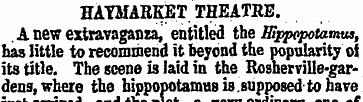 HATMARKET THEATRE. A new extravaganza, e...