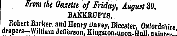 From the Gazette of Friday, August 30. B...