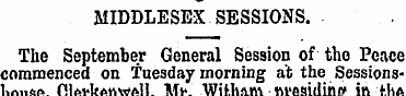 MIDDLESEX SESSIONS. The September Genera...