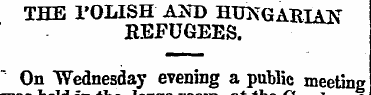 THE 1'OLISH AND HUNGARIAN REFUGEES. On W...