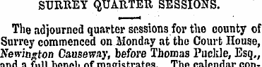 SURREY QUARTER SESSIONS. The adjourn ed ...
