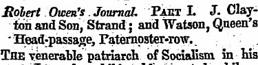 Robert Owen's. Journal Paet L J. Clayton...