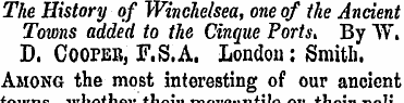 The History of Winchelsea, one of the An...