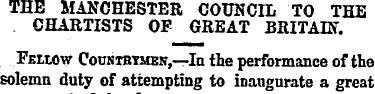 the Manchester council to the chartists ...