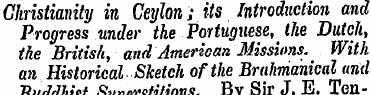 Christianity in Ceylon; Us Introduction ...