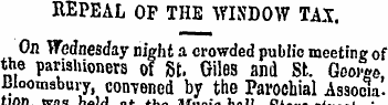REPEAL OP THE WINDOW TAX On Wednesday ni...